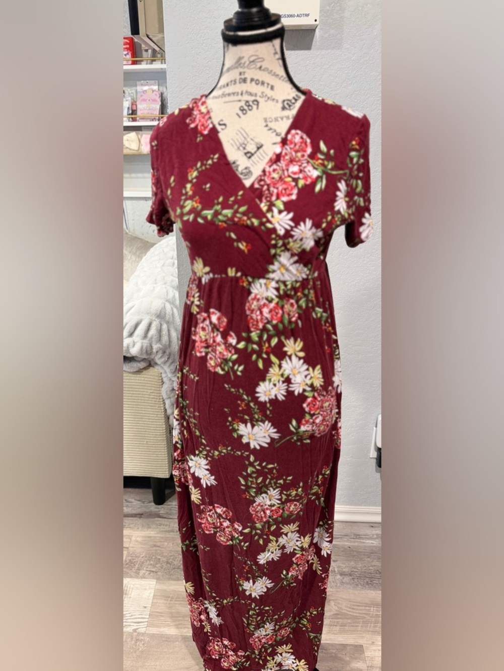 Xpenyo Maternity Maxi Dress Women Casual Wrap Long Baby Shower Pregnancy Dresses - Picture 6 of 9